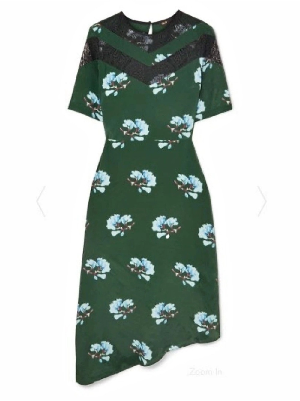 Maje Rowers Green Floral Asymmetrical Silk Midi Dress - Sz 1